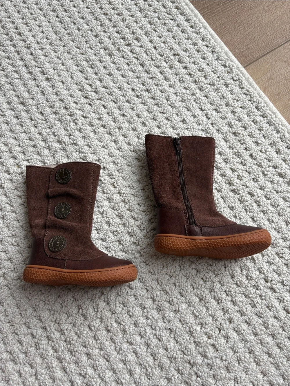 Livie & Luca Brown Suede and Leather-Style Zip Boots